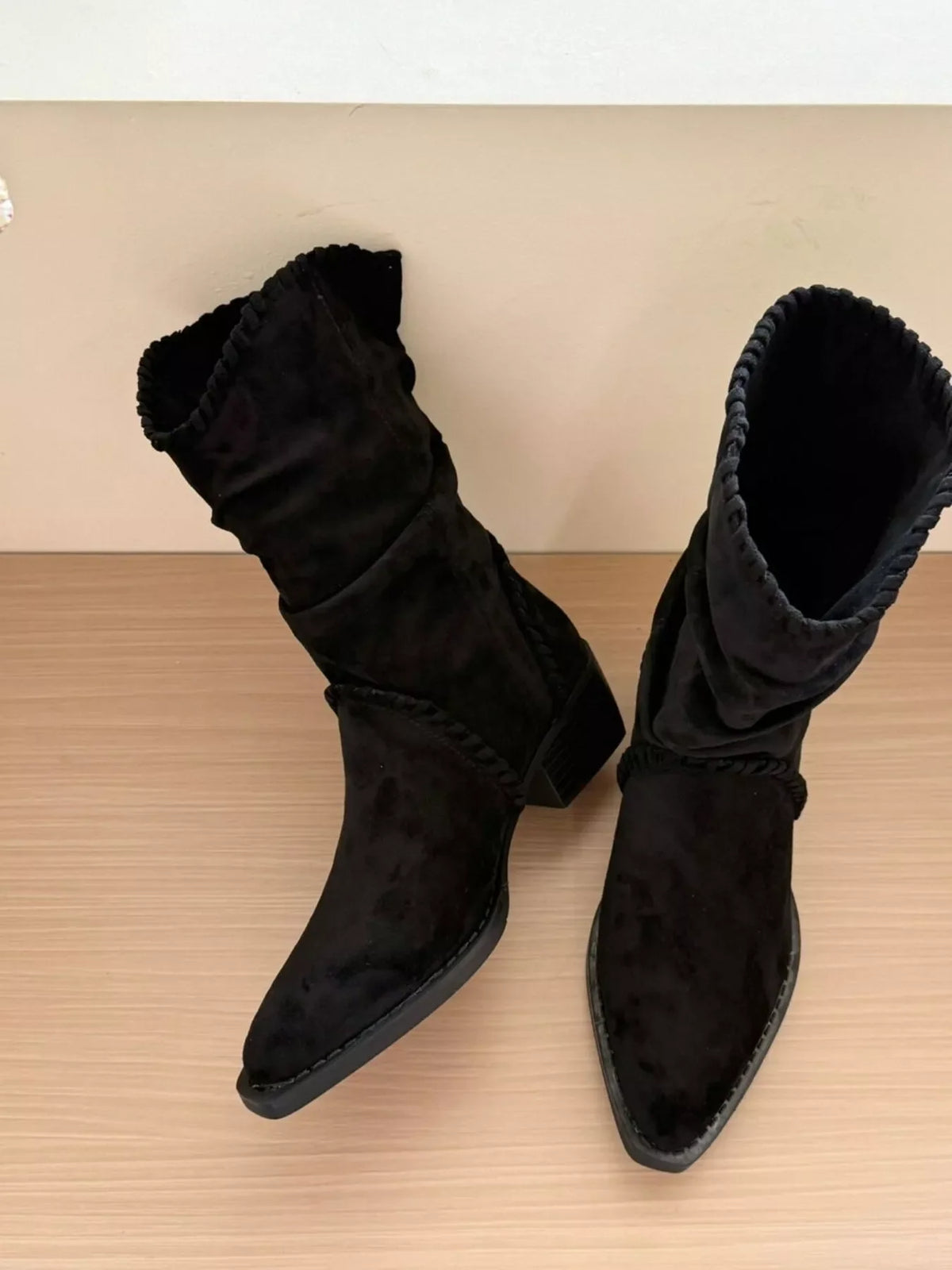 Point Toe Block Heels Boots