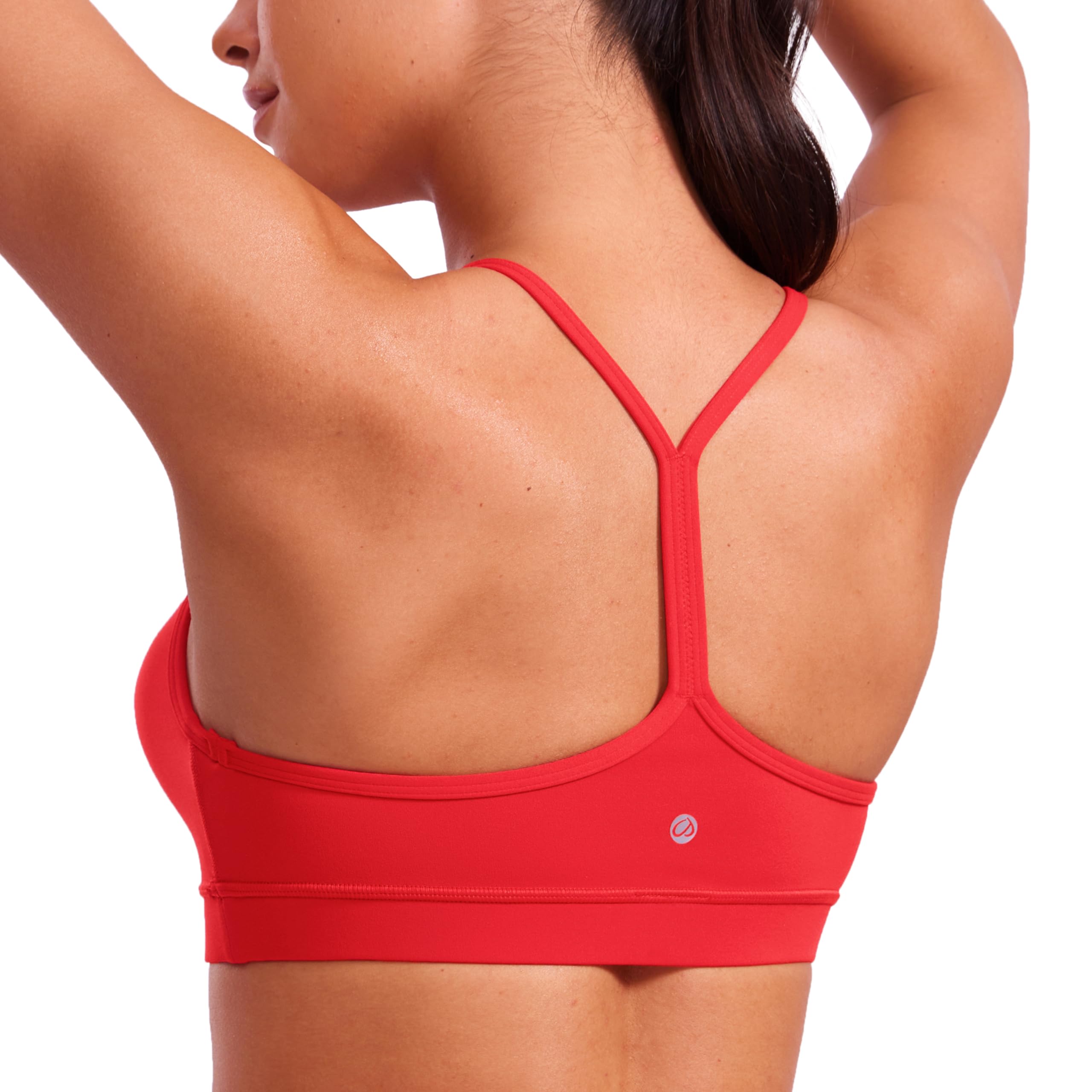 CRZ YOGA Butterluxe Y Back Sports Bras for Women - Padded Racerback Low Impact Spaghetti Thin Strap Workout Yoga Top