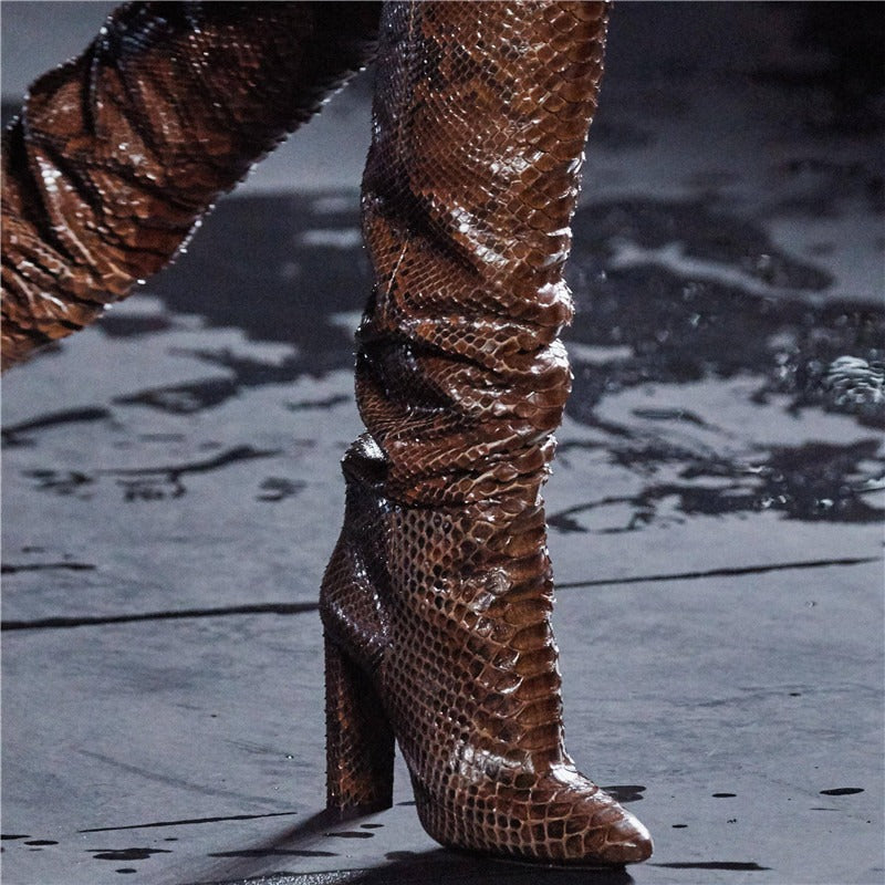 High Boots Female Pumps Thin Heels Pointed Toe Women Western Long Boots Shoes