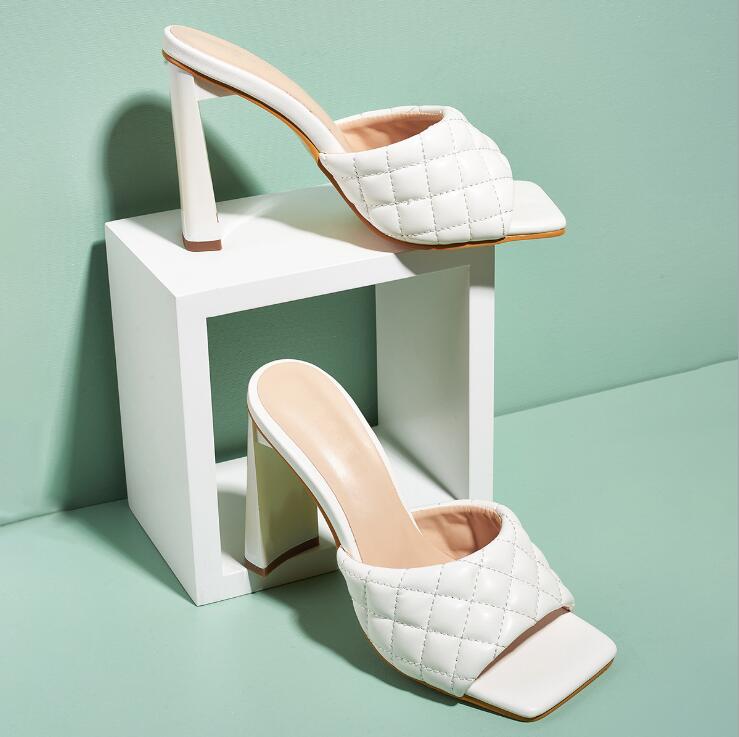 Square Toe High Heel Mules