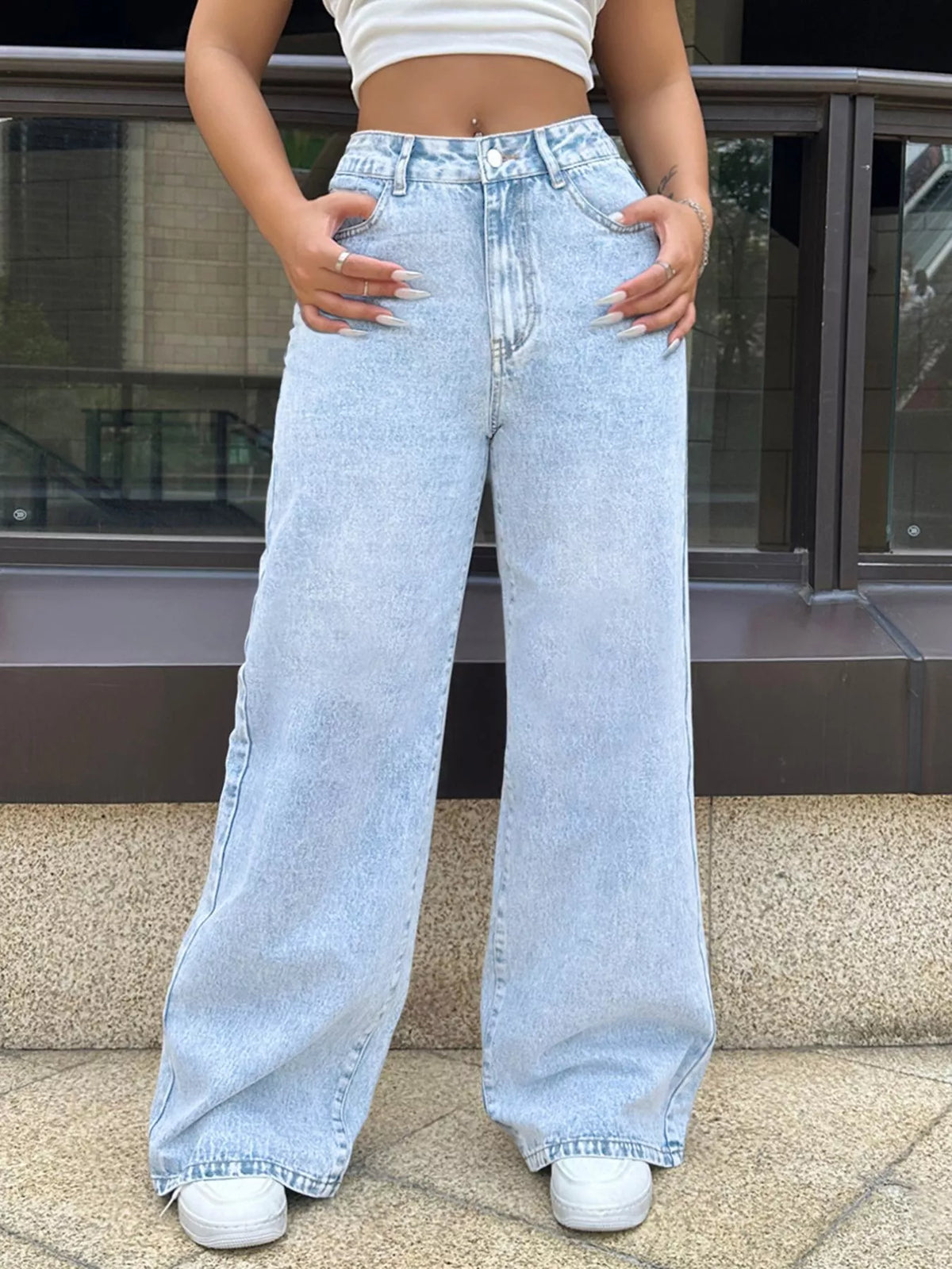 High-Waisted Wide Leg Jeans