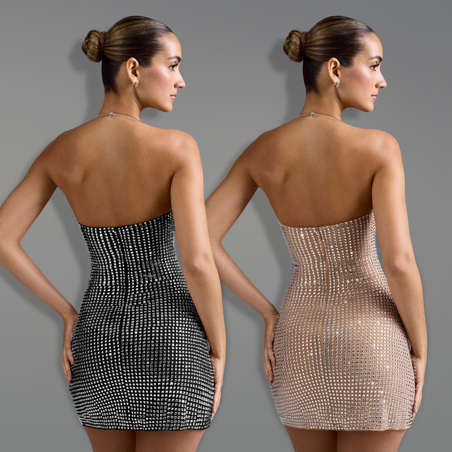 Women's Sexy Halter Neck Sequined Cap Sleeve Dress Short Skirt