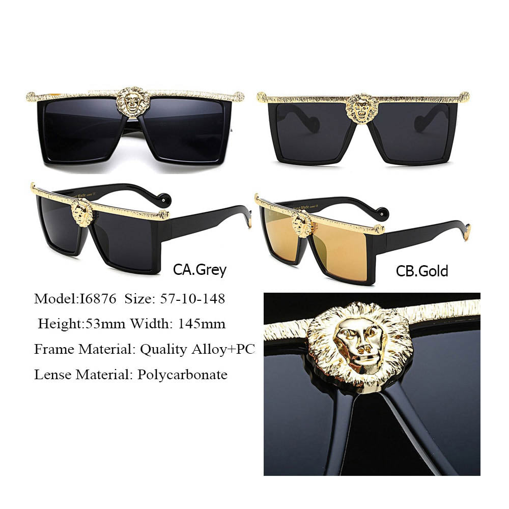 Steampunk Sunglasses Men Gold 3D Lion Head Brand Designer Oversized Glasses Women Hipster Gothic Couple outfit