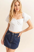 HYFVE Puff Sleeve Sweetheart Neck Top