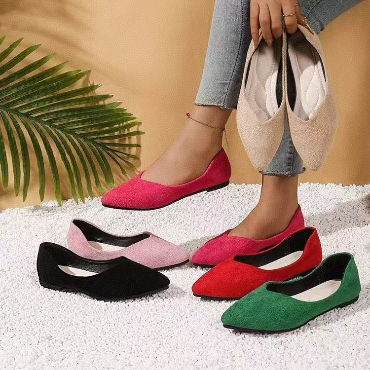 Suede Pointed Toe Flats