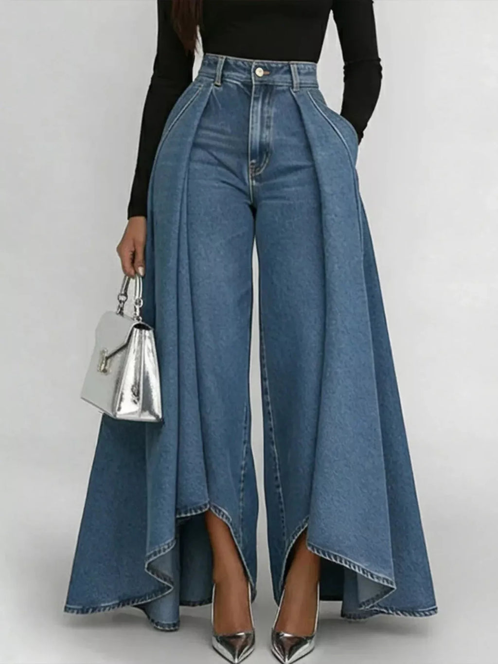 Full Size High-Waisted Wide-Leg Jeans Plus Size