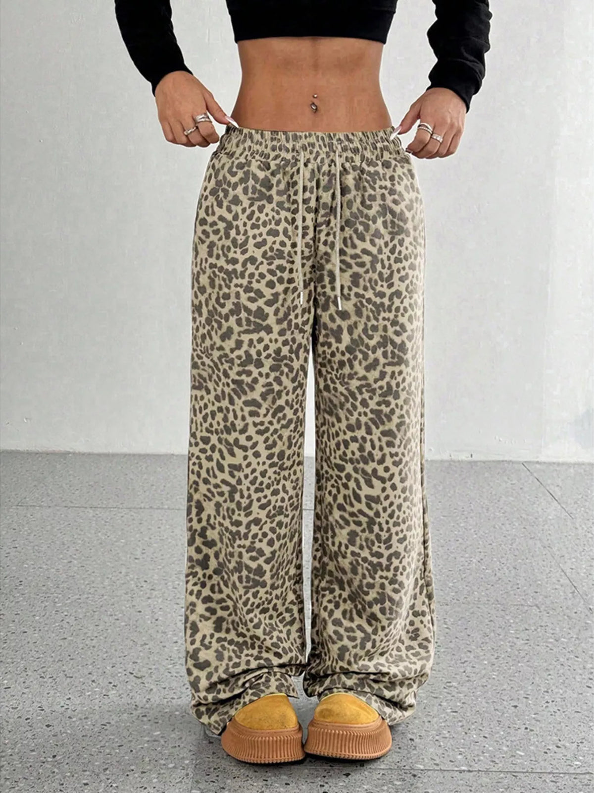 Full Size Leopard Print Wide Leg Pants Plus Size