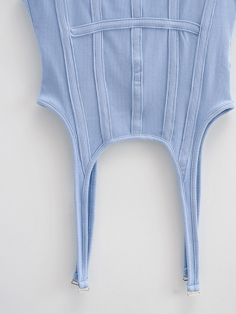 Women Corset-style Tank Top With Suspender Detail
