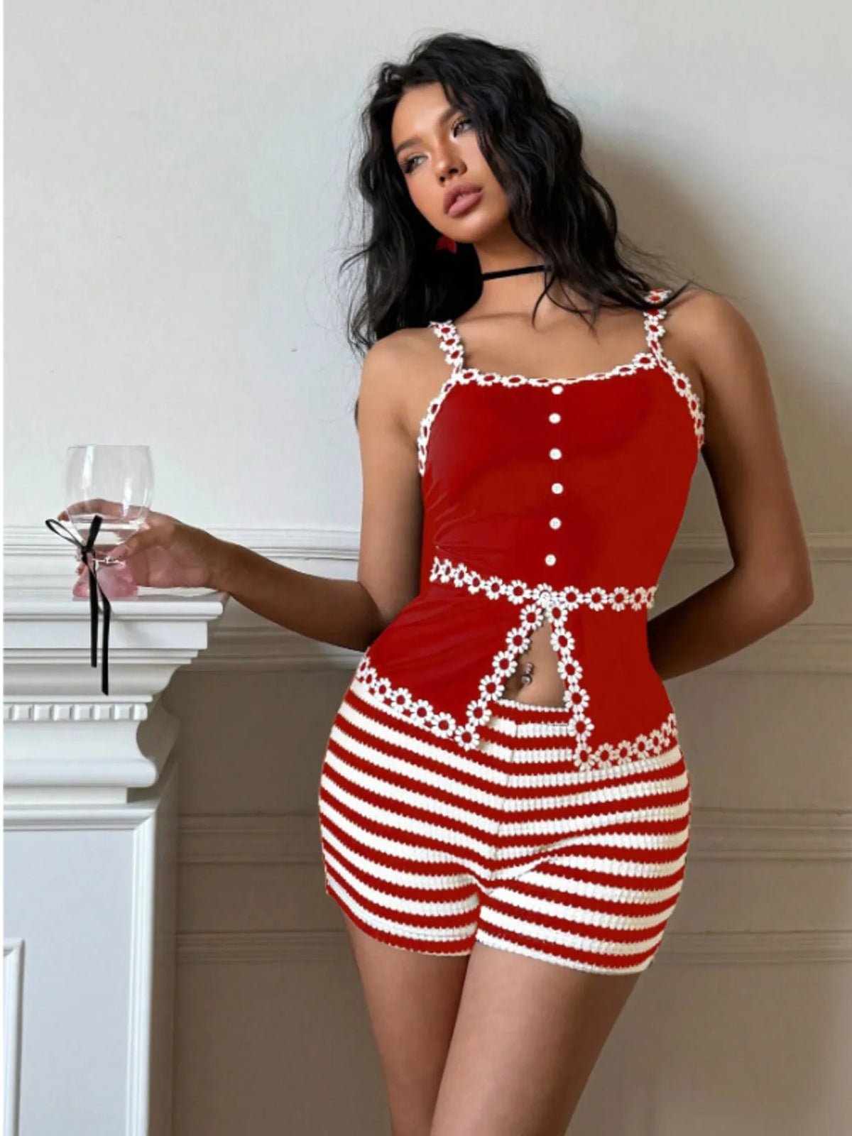 Striped High Waist Knit Shorts