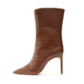 Sexy Ladies 9cm Stiletto Heel Pointed Toe Ankle Boots High Quality Stone Print Snakeskin Short Boots New Women's Shoes