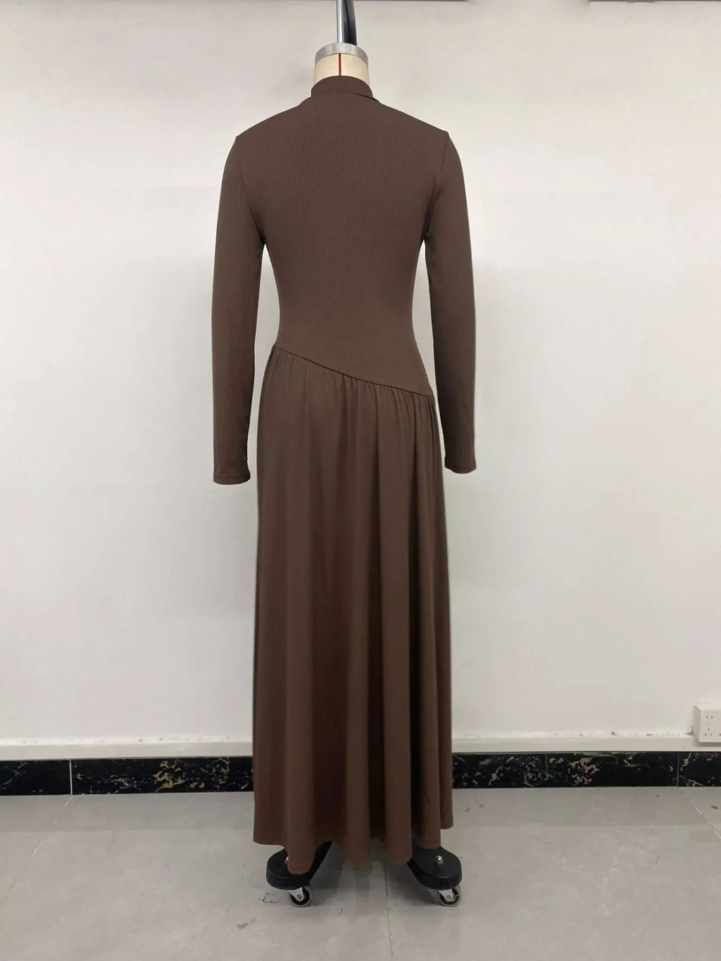 Mock Neck Long Sleeve Midi Dress