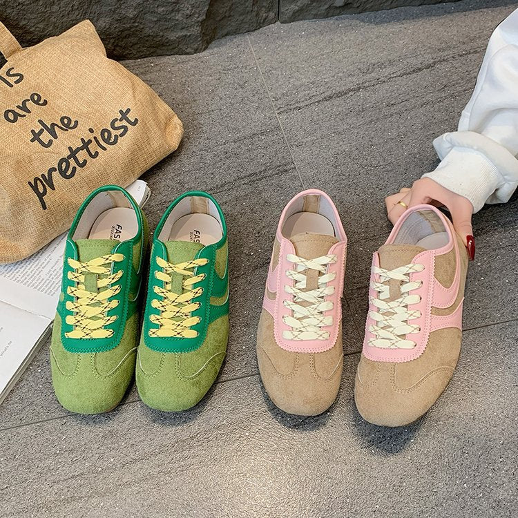 Contrast Panel Suede Sneakers