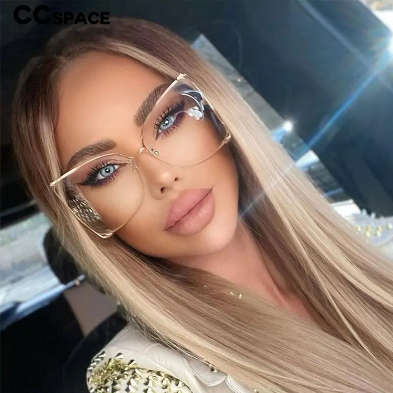 Oversize Square Sunglasses Women Metal Frame Fashion Luxury Hollow Frame Brand Sunglasses Female Gradient Shades