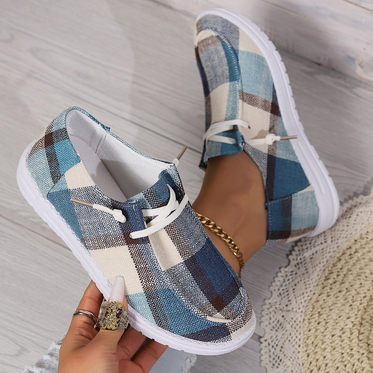 Plaid Lace-up Pumps For Women