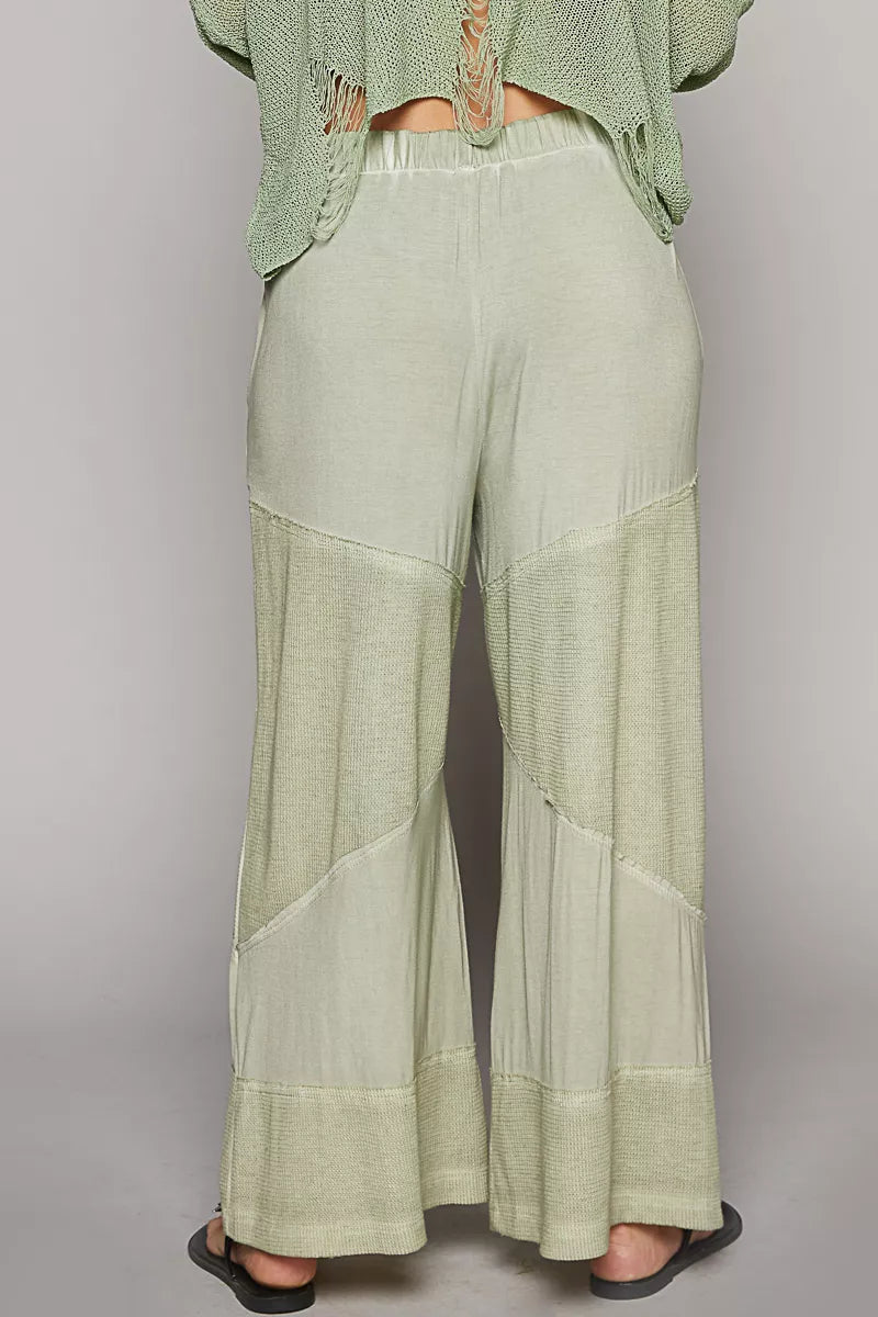 POL Elastic Waistband Wide Leg Pants with Drawstring