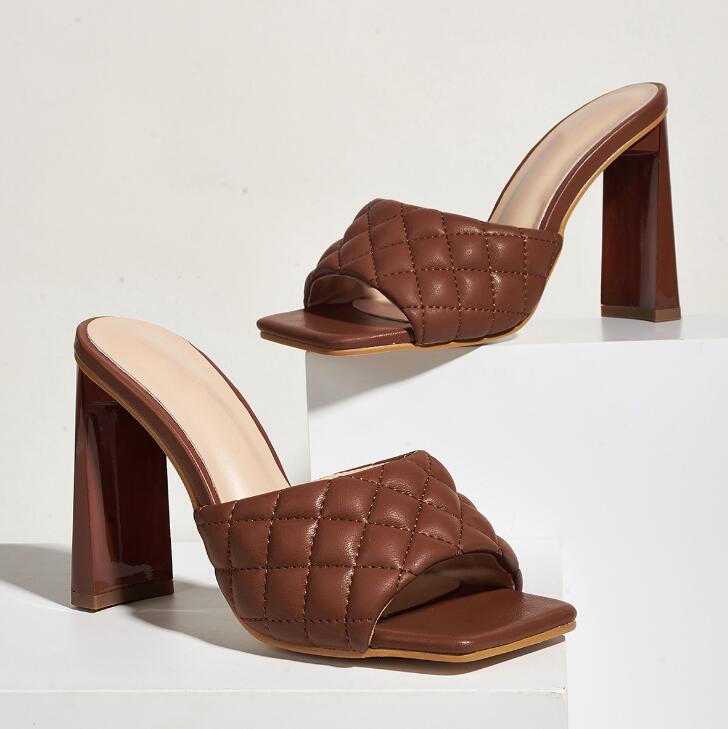 Square Toe High Heel Mules