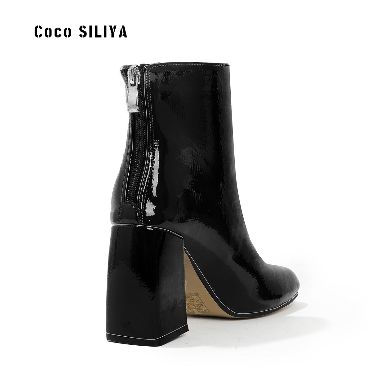 British Winter New Women's Medium Boots Thick Heel Square Head Medium High Heel Martin Boots