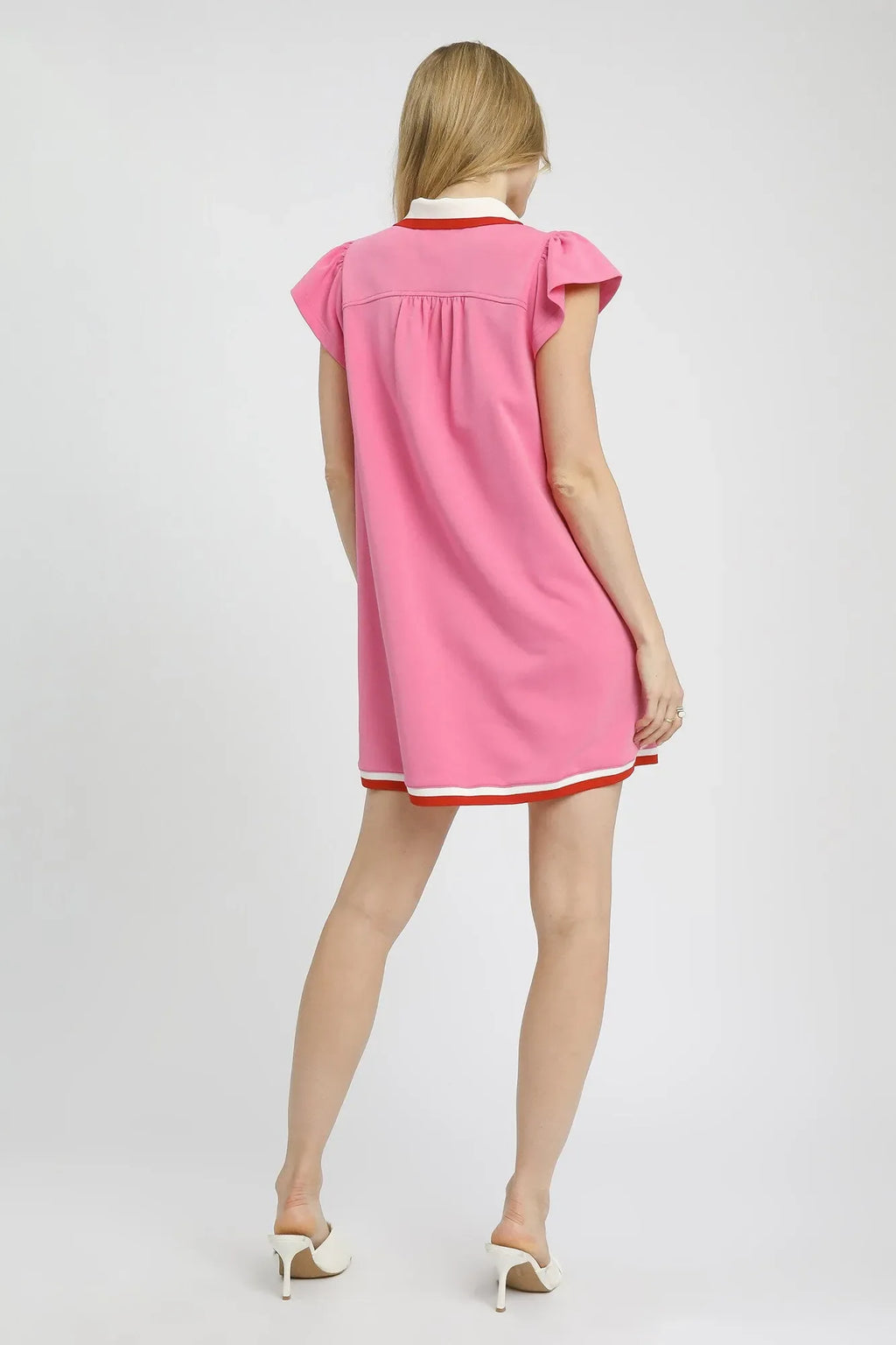 Umgee Contrast Trim Cap Sleeve Mini Dress
