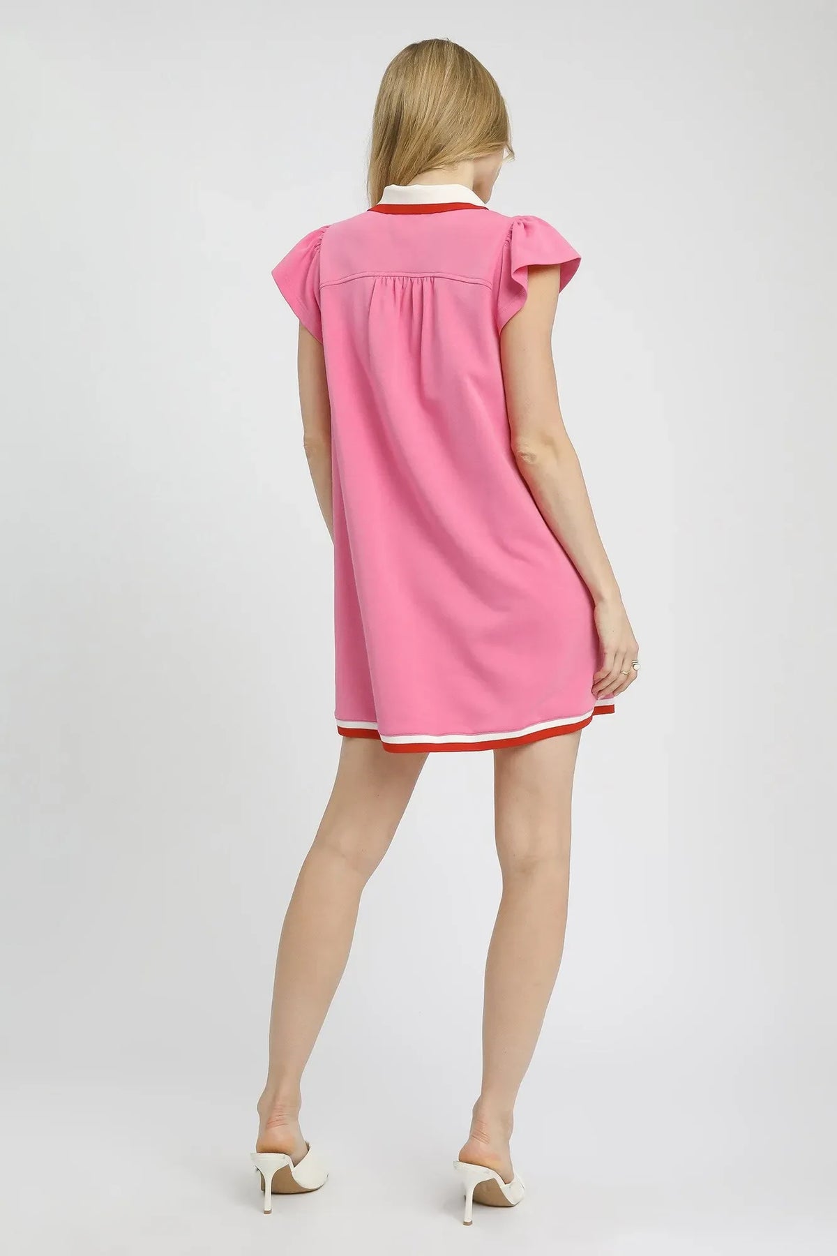 Umgee Contrast Trim Cap Sleeve Mini Dress