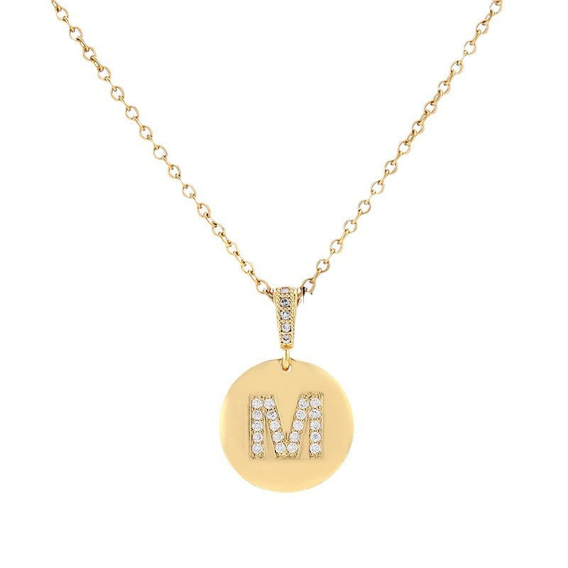 Zircon Initial Disc Necklace Collection
