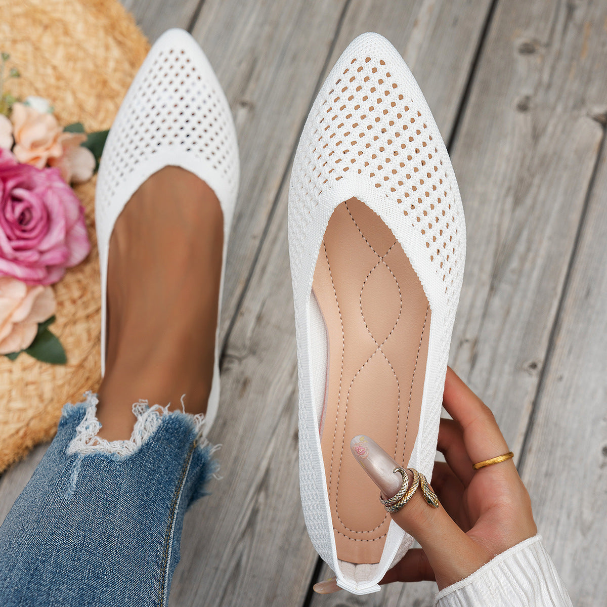 Pointed Toe Flyknit Loafers