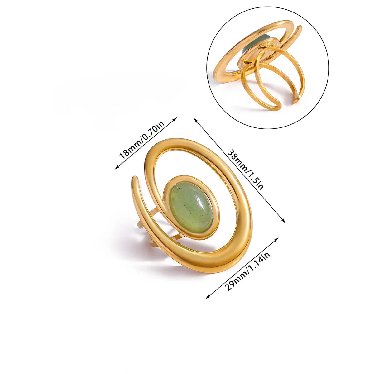 Vintage Green Stone Flower Zircon Ring