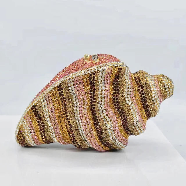 Gold Rhinestone Bag Formal Clutches Crystal Handbags Customized Color Diamond Women Prom Dinner Purses Conch Minaud