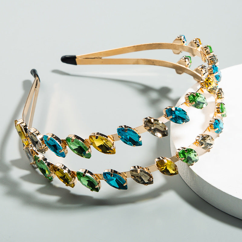 Hair Hoop Fairy Lady High Quality Simple Pearl Head Hoop Fashion Color Rhinestone Double Layer Headdress