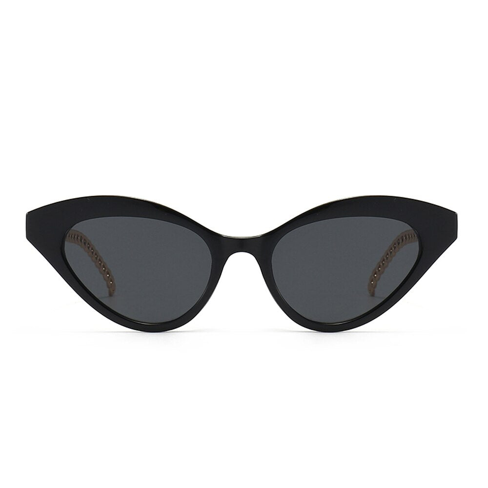 Sunglasses women cat eye gold brown vintage ladies sun glasses uv400 chain decoration female birthday gifts