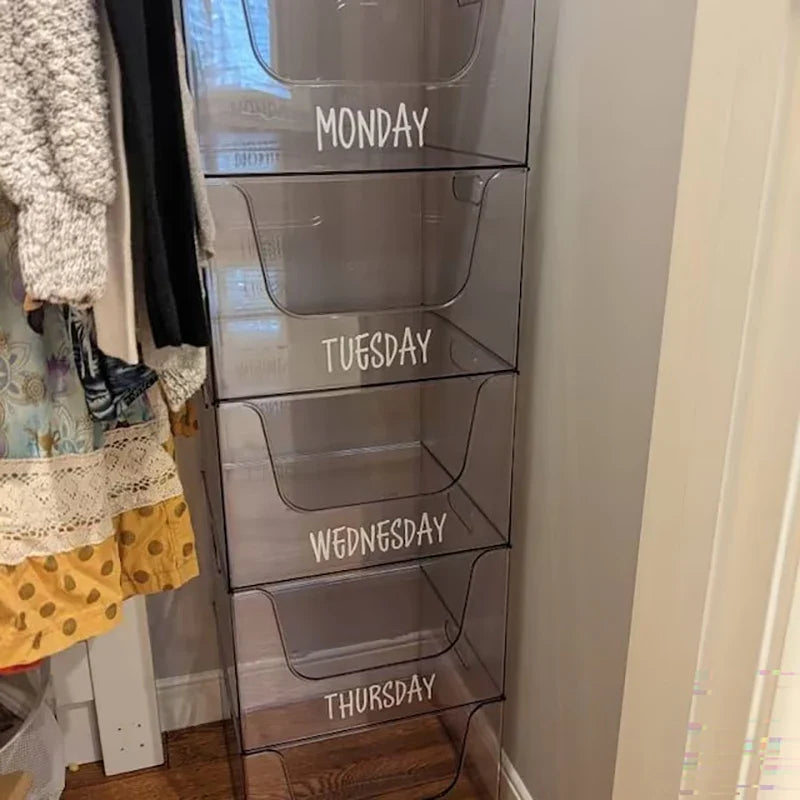 Days of the Week Labels | Personalized Vinyl Decals for Drawer, Storage Organization