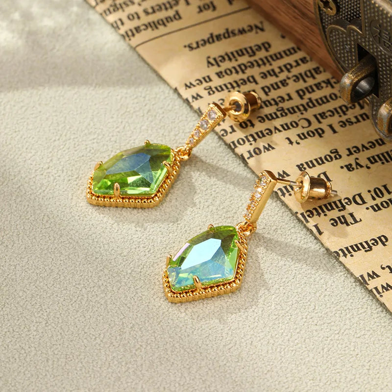 Crystal Glass Irregular Drop Earrings