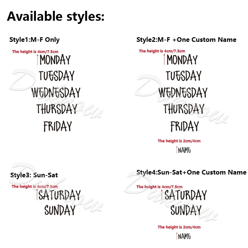 Days of the Week Labels | Personalized Vinyl Decals for Drawer, Storage Organization