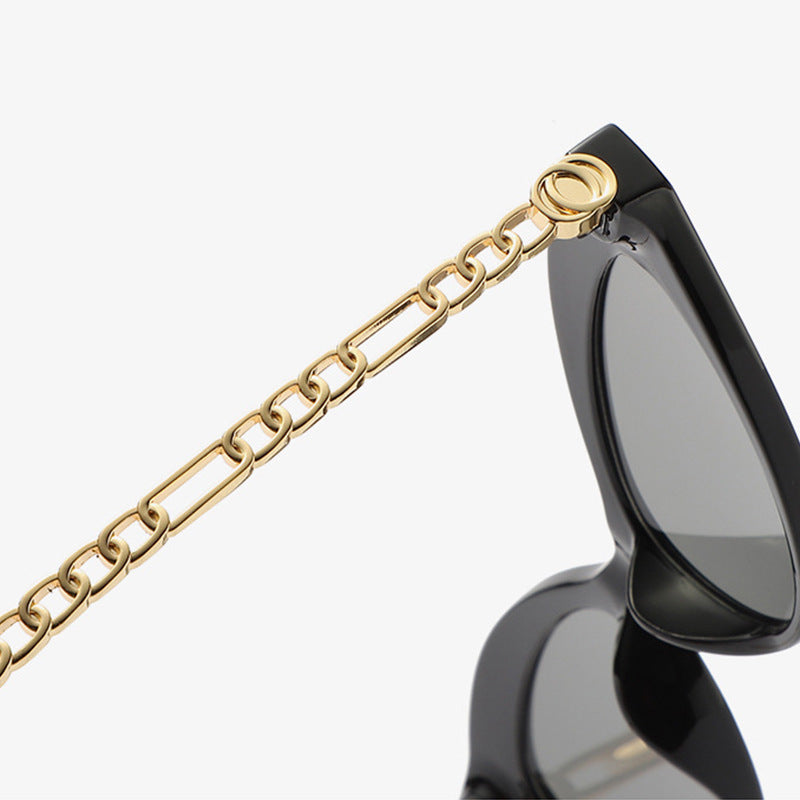 New Fashion Cat Eye Sunglasses Personality Chain Temple Sunglasses Trend Sunglasses