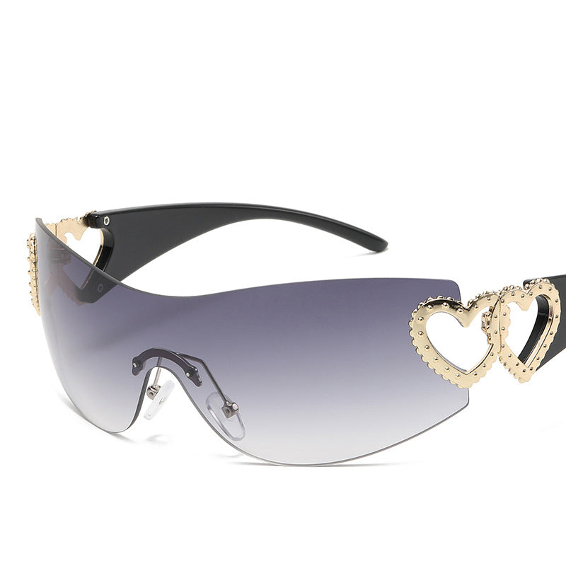 Fashion New One-Piece Sunglasses Y2K Millennium Hot Girl Style Rimless Sunglasses Vintage Modern Glasses