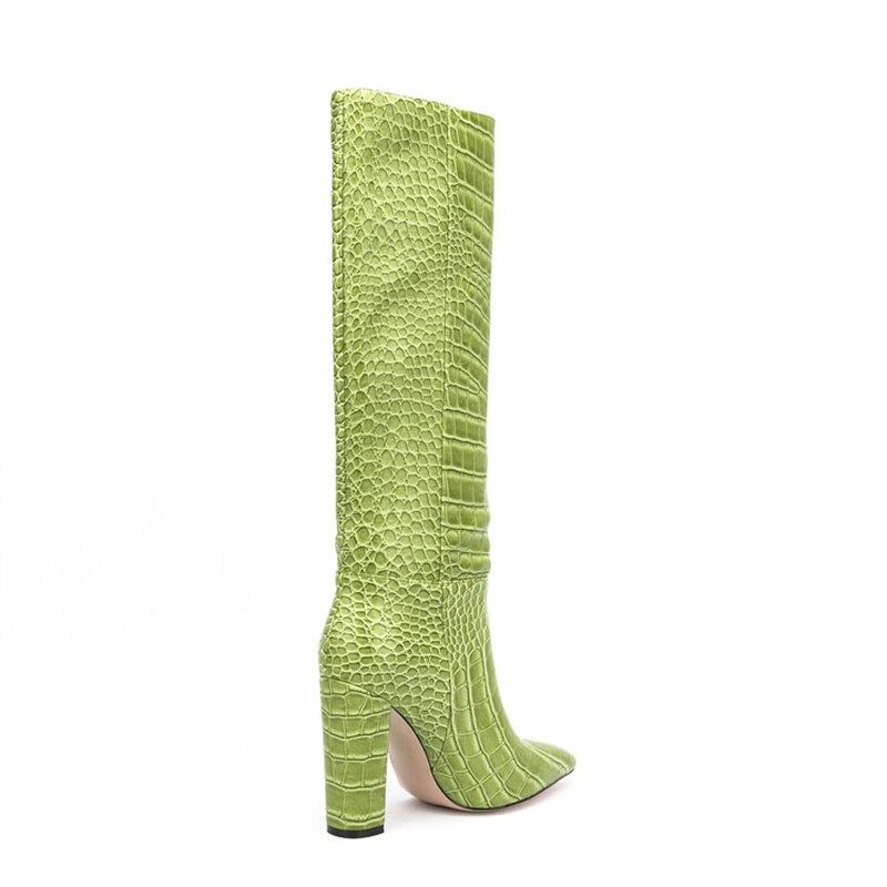 Luxury Pointed Toe Knee High Boots Women's Heels