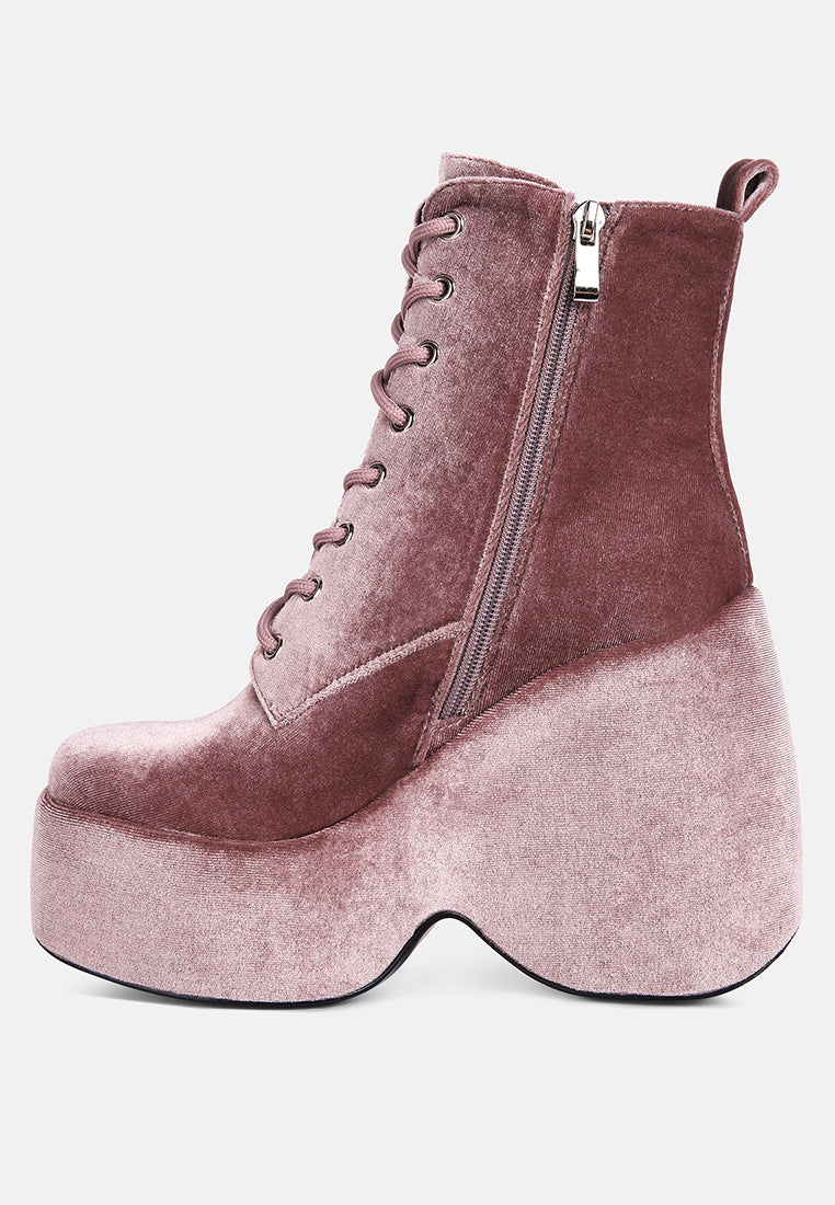 Ashcan High Platform Velvet Ankle Boots