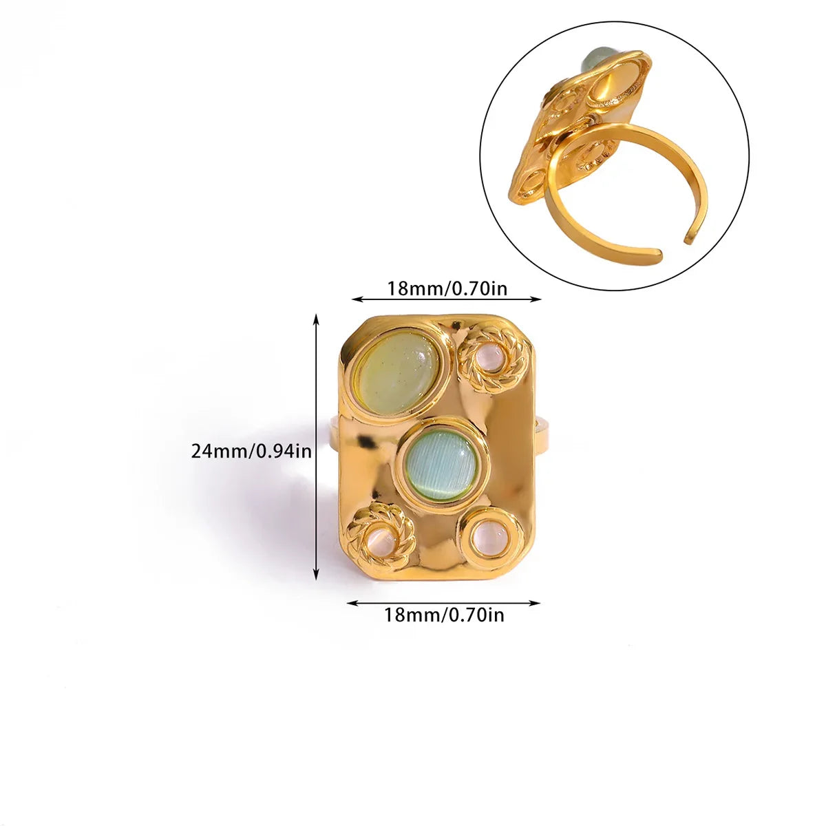 Vintage Green Stone Flower Zircon Ring