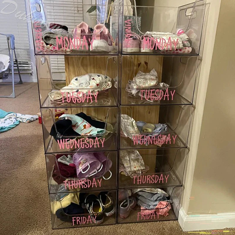Days of the Week Labels | Personalized Vinyl Decals for Drawer, Storage Organization