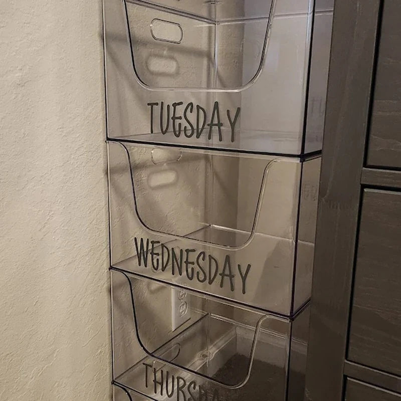 Days of the Week Labels | Personalized Vinyl Decals for Drawer, Storage Organization