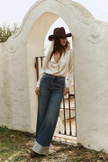 Artemis Vintage Elise Tummy Control High Rise Cuffed Wide Leg Jeans-0