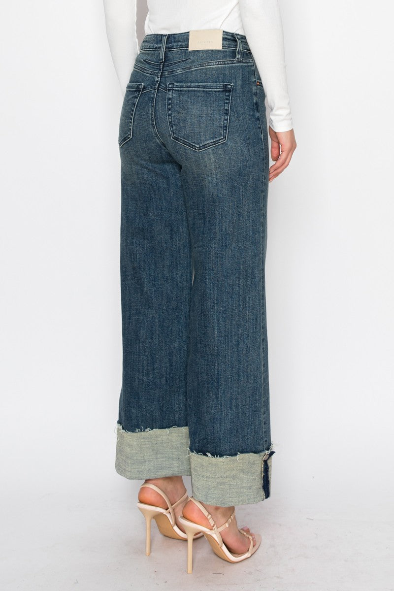 Artemis Vintage Elise Tummy Control High Rise Cuffed Wide Leg Jeans-3
