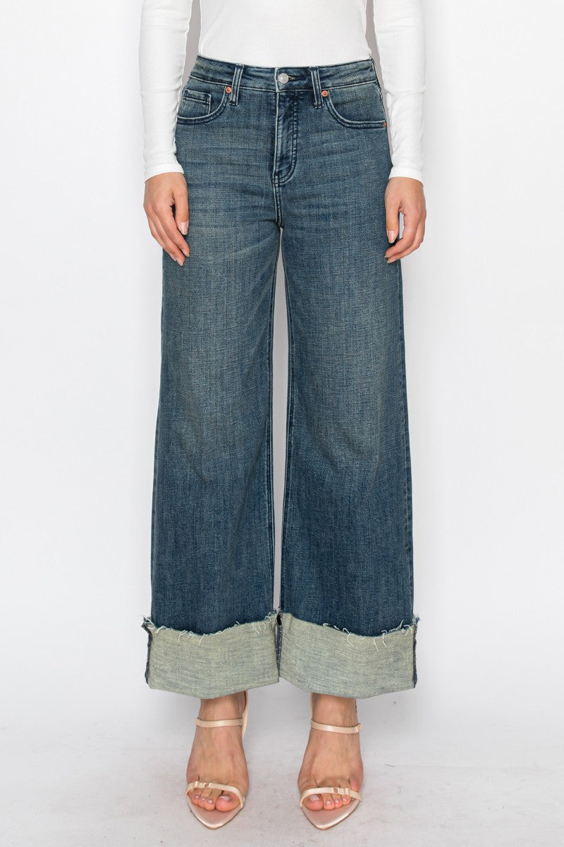 Artemis Vintage Elise Tummy Control High Rise Cuffed Wide Leg Jeans-1