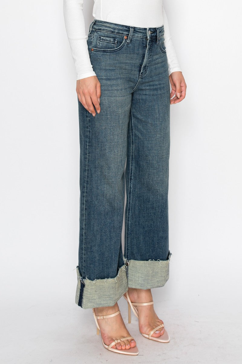 Artemis Vintage Elise Tummy Control High Rise Cuffed Wide Leg Jeans-2