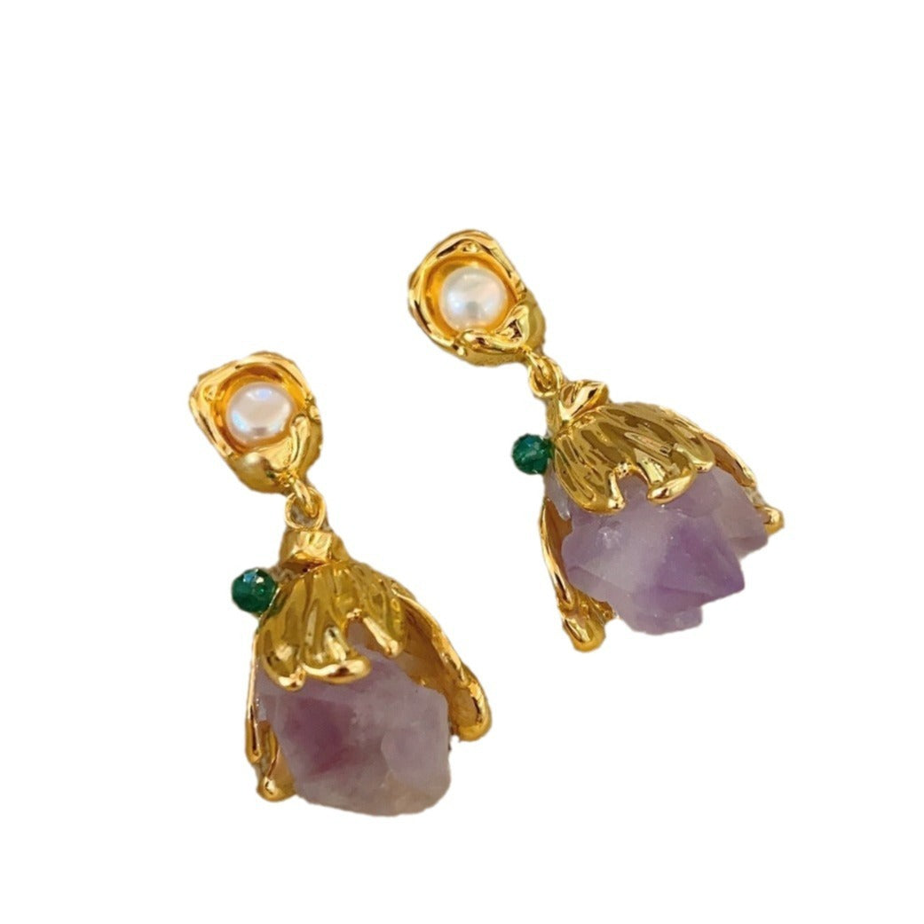 Amethyst Stone Stud Earrings