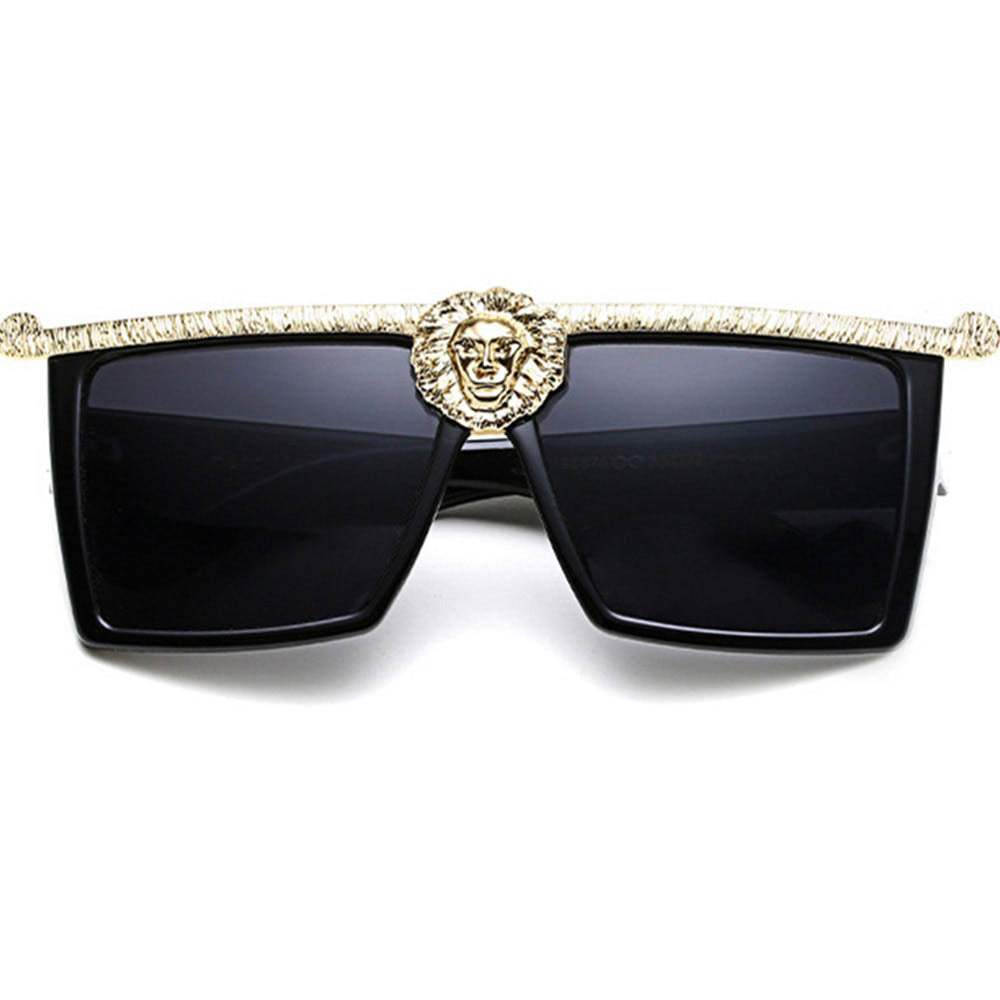 Steampunk Sunglasses Men Gold 3D Lion Head Brand Designer Oversized Glasses Women Hipster Gothic Couple outfit