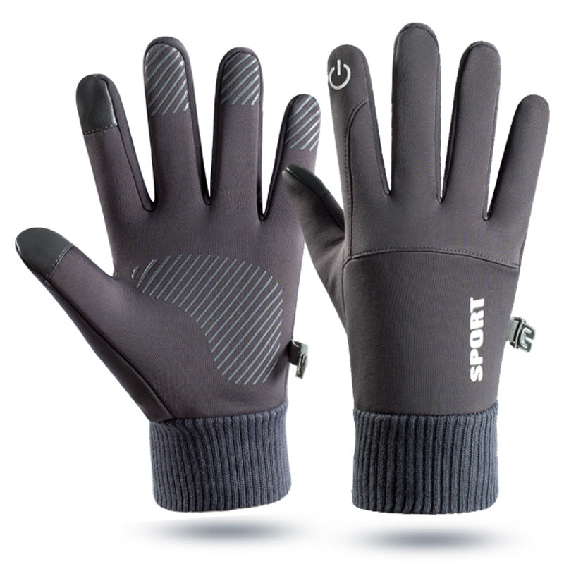 Outdoor gloves for men in winter warm and plush touch screen anti slip windproof and waterproof for women in winter