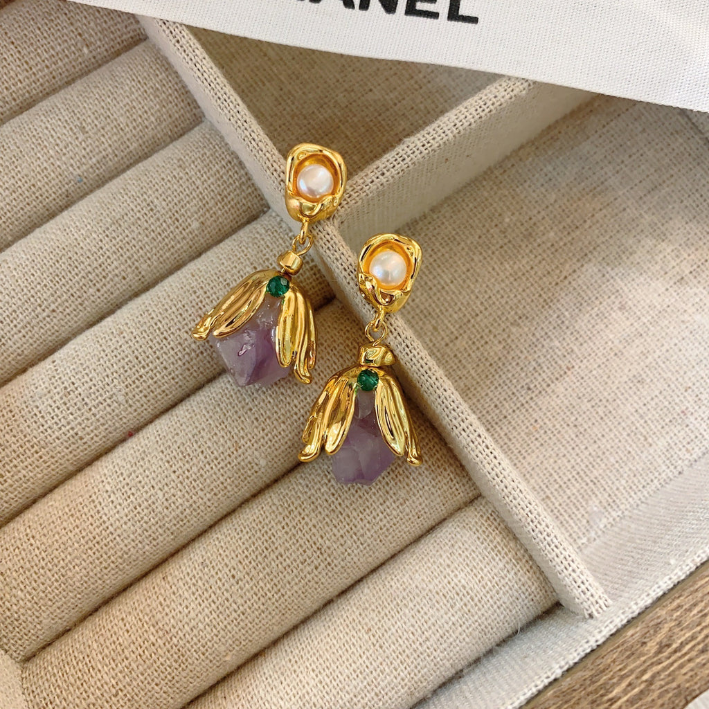 Amethyst Stone Stud Earrings