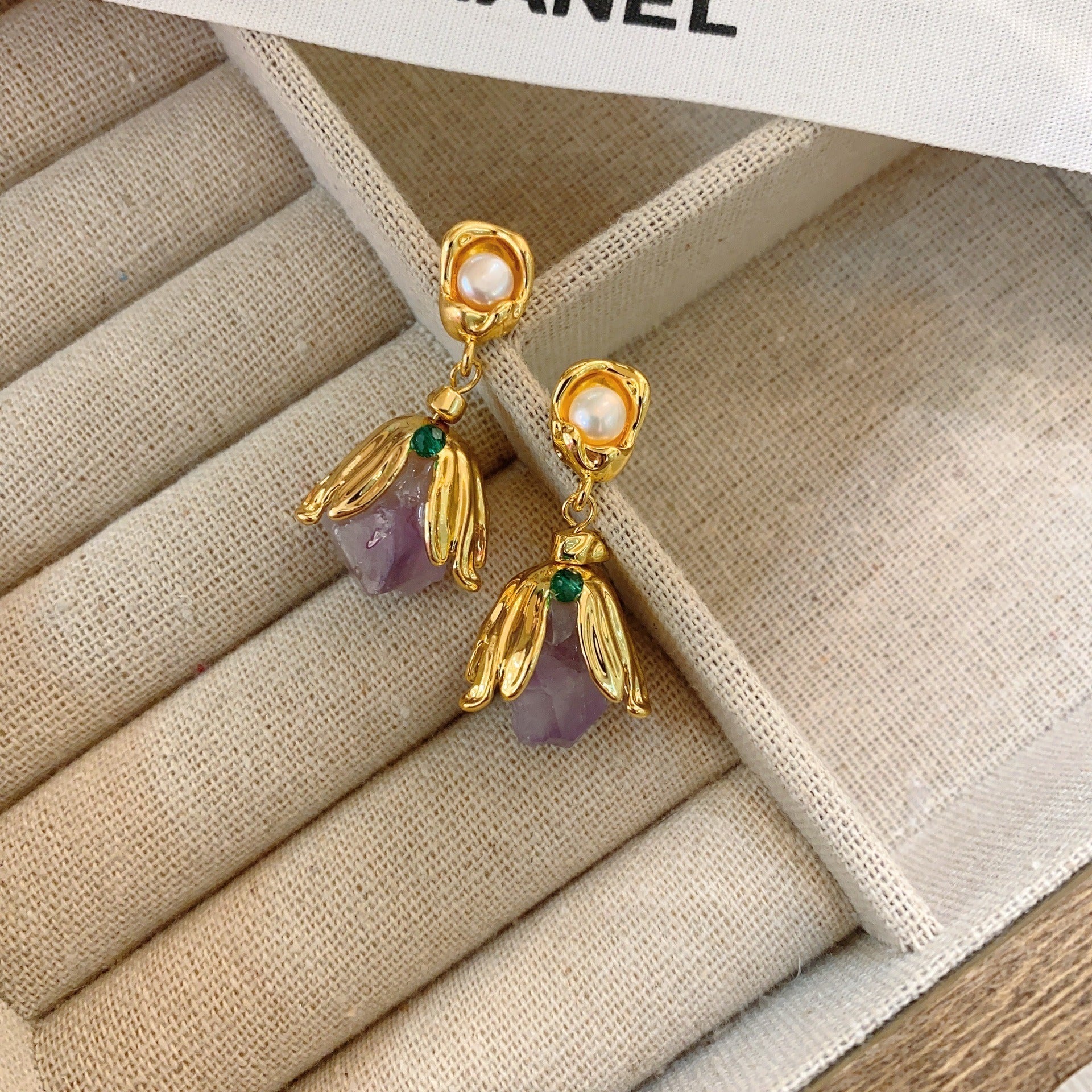 Amethyst Stone Stud Earrings