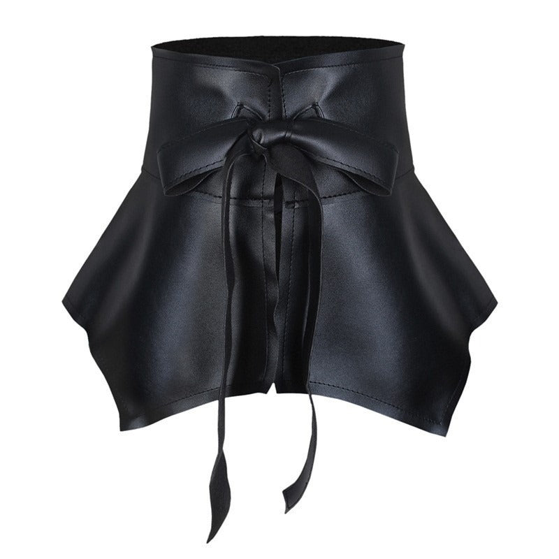 The Ruffle Peplum Waist Belt — Black