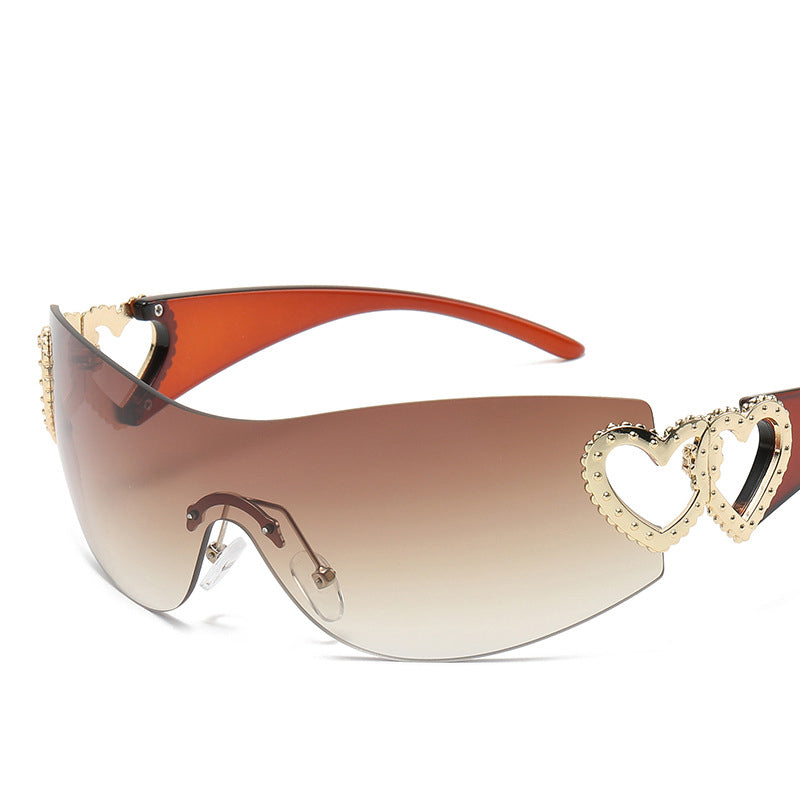Fashion New One-Piece Sunglasses Y2K Millennium Hot Girl Style Rimless Sunglasses Vintage Modern Glasses